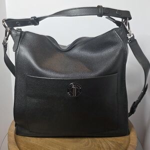 Black Leather Shoulder Bag - Women